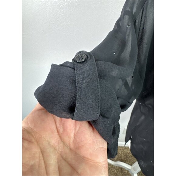 AG Adrianano Goldschmidt Women's XS Sheer 100% Silk Blouse Black Dot EUC - Picture 6 of 14